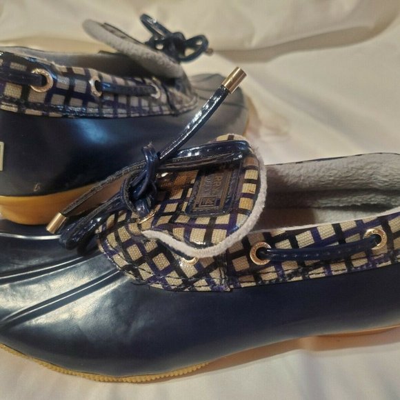 Sperry Topsider Navy Dark Blue Checkered Waterproo - Picture 8 of 11